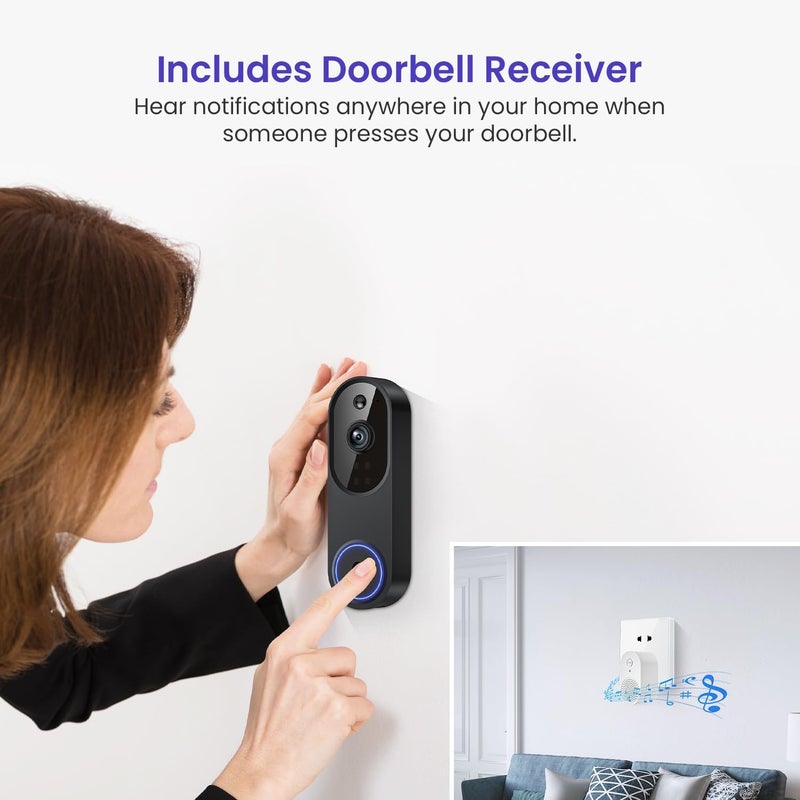 WarmBot 1080p Smart Video Doorbell Camera with AI Motion Detection, Night Vision, Cloud Storage, 2 Way Audio, Battery Powered, 2.4GHz Wi-Fi Only - Image 4